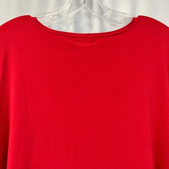 Alfani Womens Red Ruffle Bell Sleeve Round Neck Pullover Blouse Top Size Small - Picture 4 of 8
